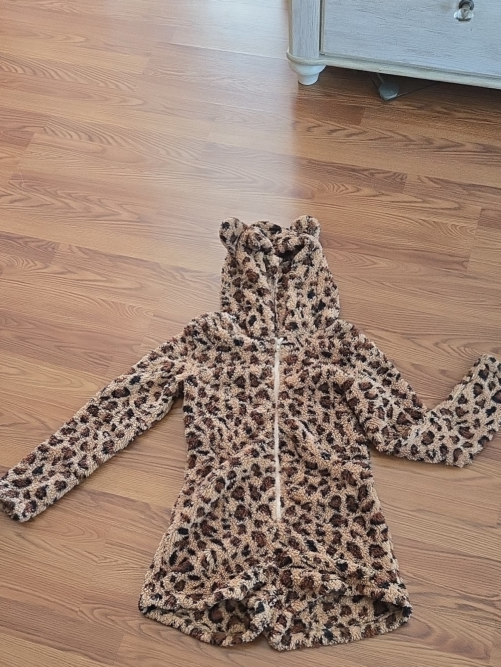 Leopard Print Fleece Hooded Onesie